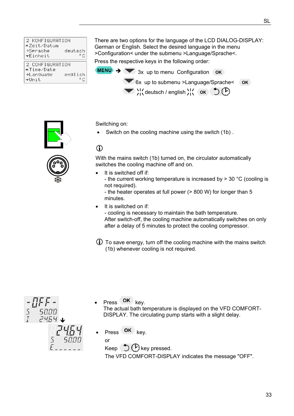 Start - stop | JULABO FPW91-SL Ultra-Low Refrigerated Circulators User Manual | Page 33 / 103