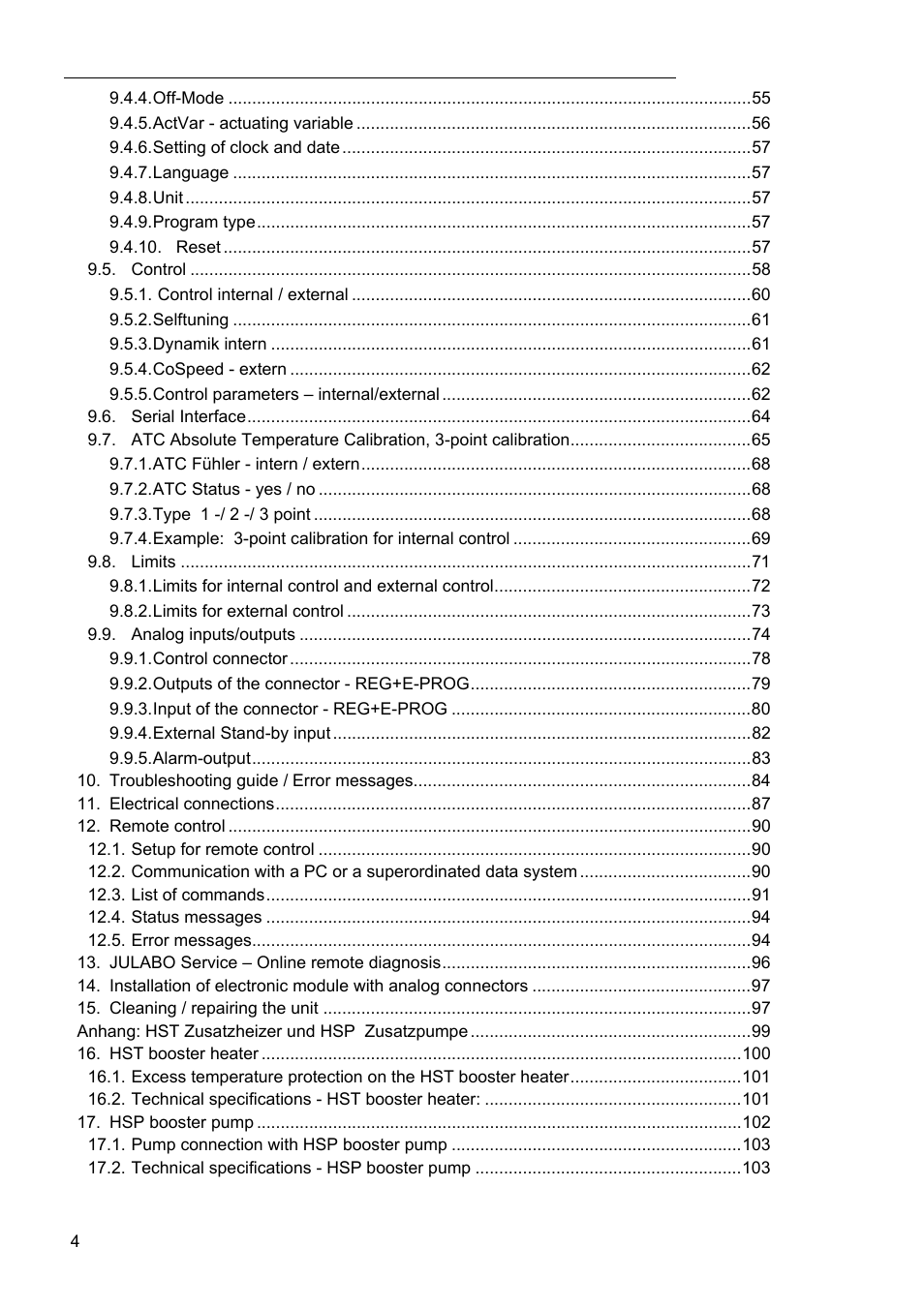 JULABO FPW91-SL Ultra-Low Refrigerated Circulators User Manual | Page 4 / 103