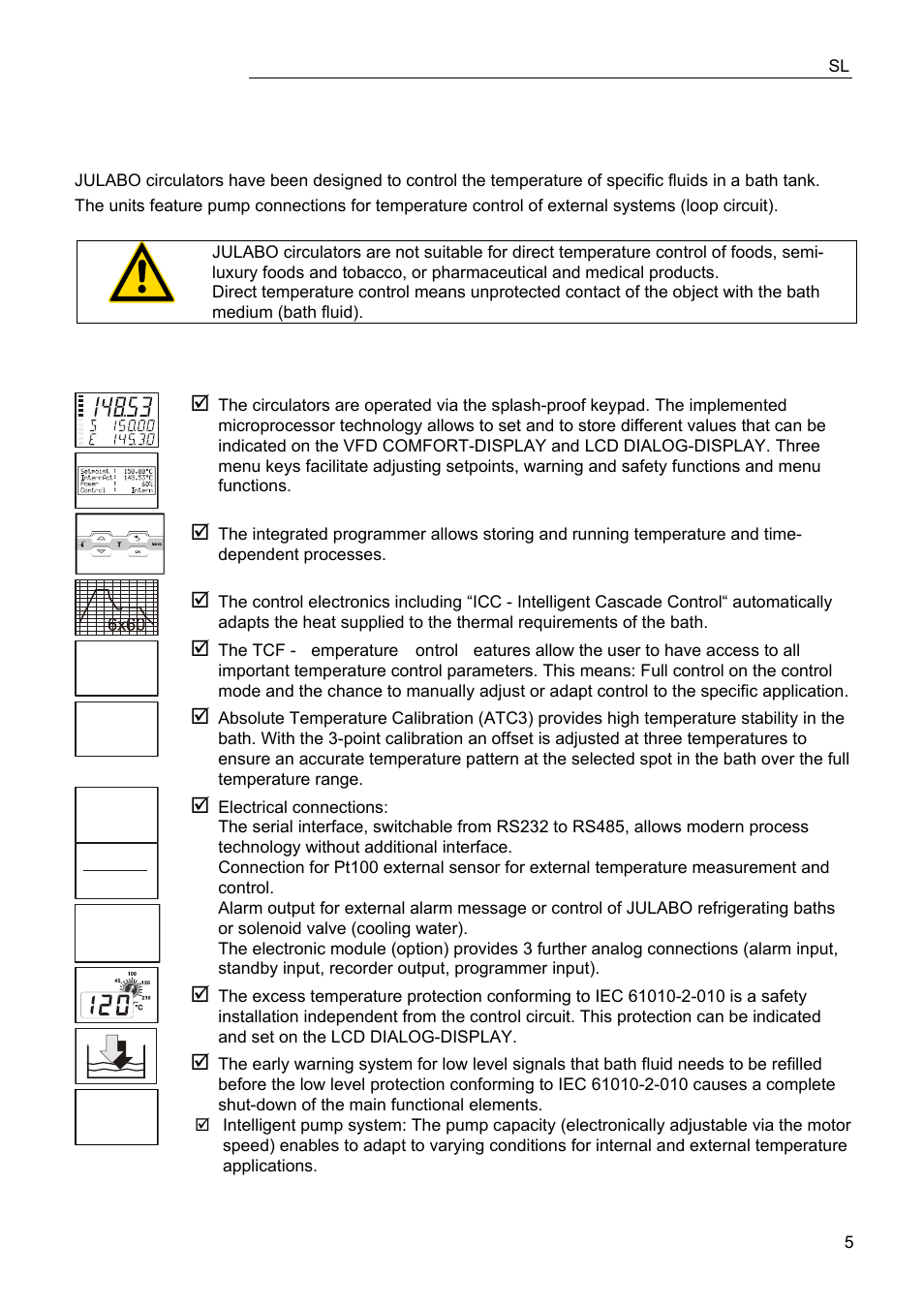 Pt100, Pump | JULABO FPW91-SL Ultra-Low Refrigerated Circulators User Manual | Page 5 / 103