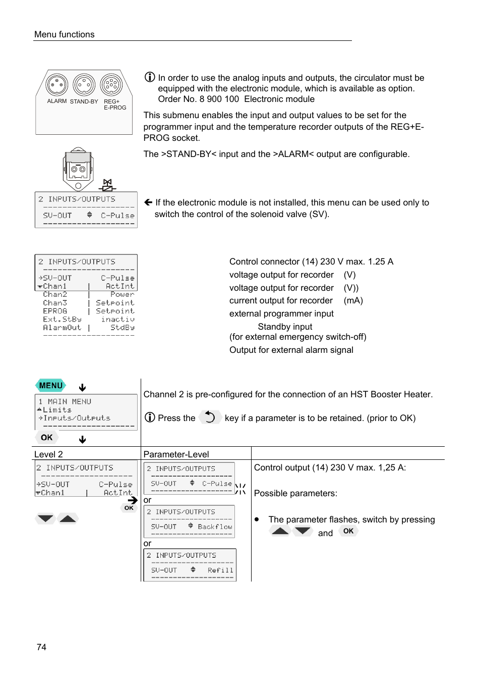 Analog inputs/outputs | JULABO FPW91-SL Ultra-Low Refrigerated Circulators User Manual | Page 74 / 103