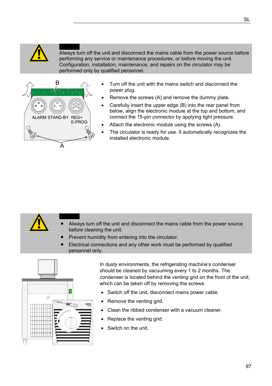 Cleaning / repairing the unit | JULABO FPW91-SL Ultra-Low Refrigerated Circulators User Manual | Page 97 / 103