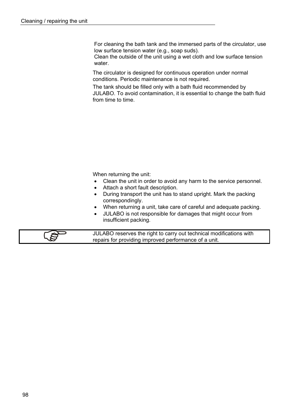 JULABO FPW91-SL Ultra-Low Refrigerated Circulators User Manual | Page 98 / 103
