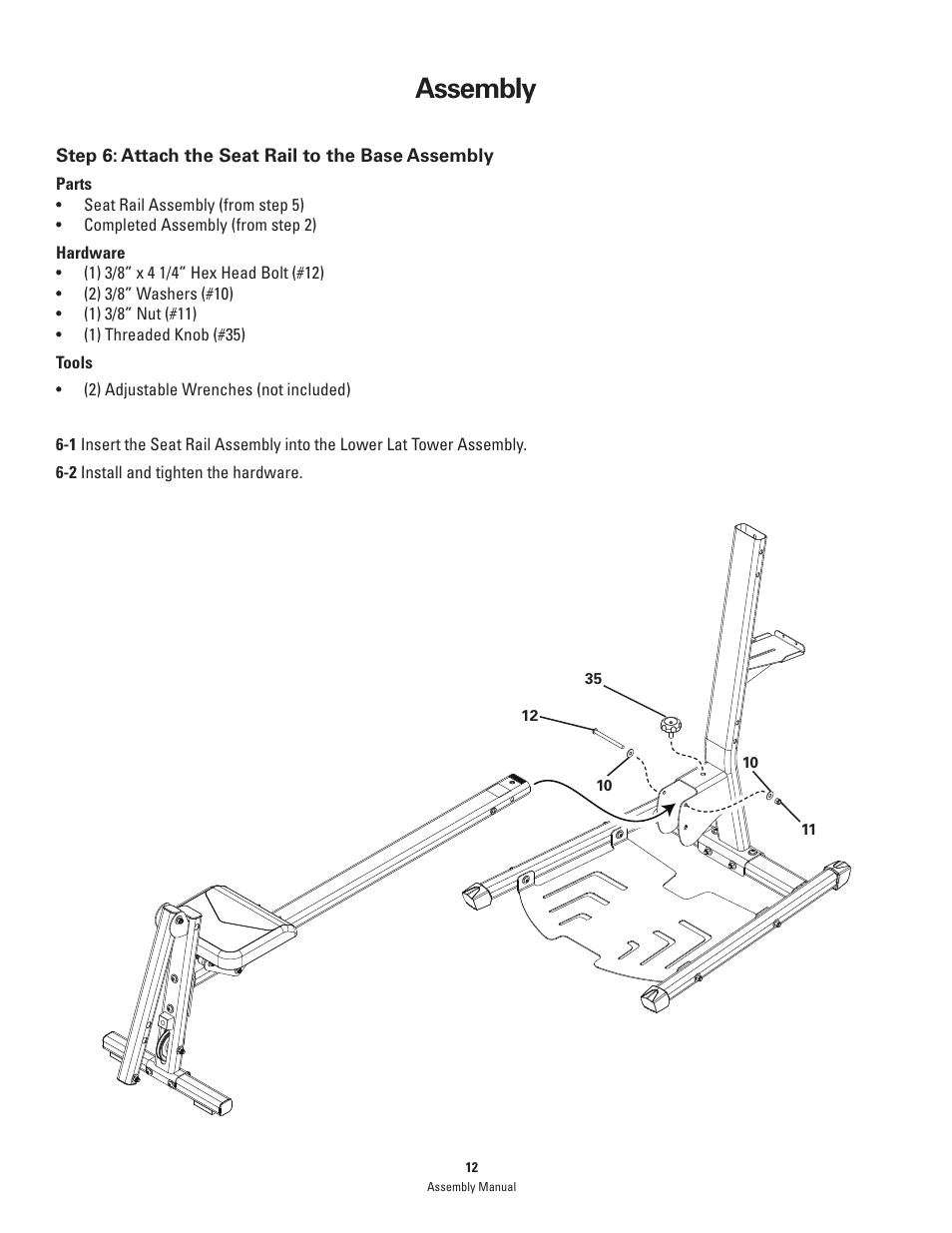Assembly | Bowflex PR1000 User Manual | Page 12 / 28