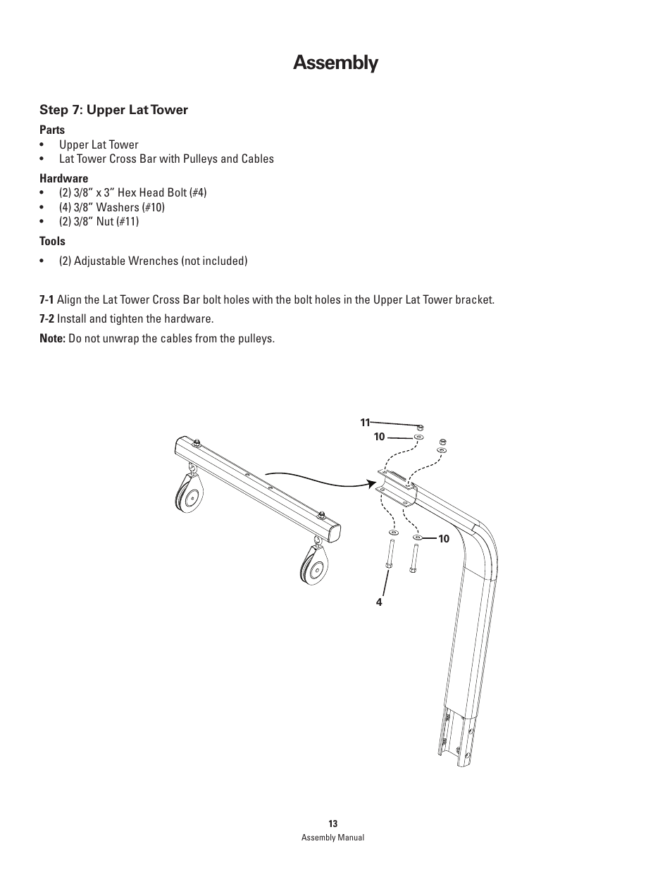 Assembly | Bowflex PR1000 User Manual | Page 13 / 28