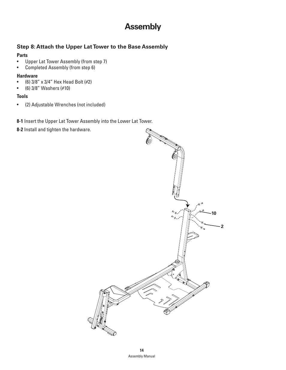 Assembly | Bowflex PR1000 User Manual | Page 14 / 28