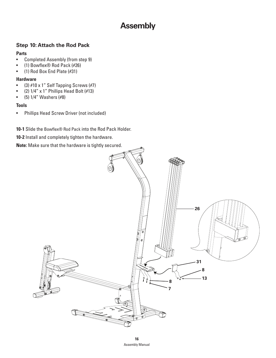 Assembly | Bowflex PR1000 User Manual | Page 16 / 28