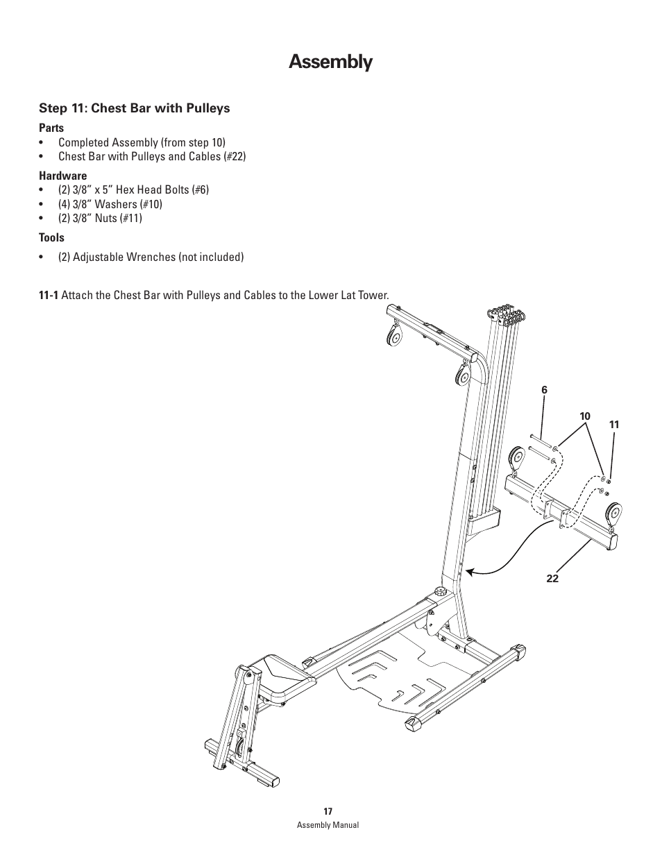 Assembly | Bowflex PR1000 User Manual | Page 17 / 28