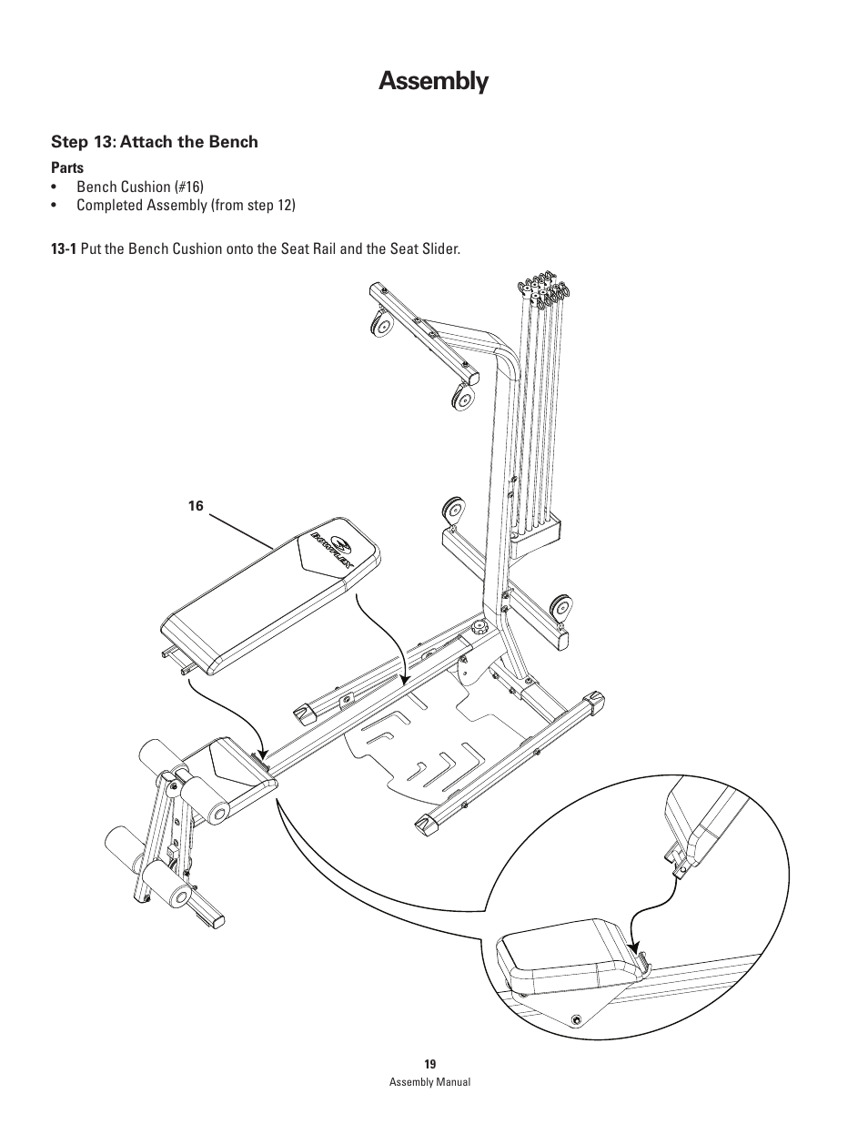 Assembly | Bowflex PR1000 User Manual | Page 19 / 28