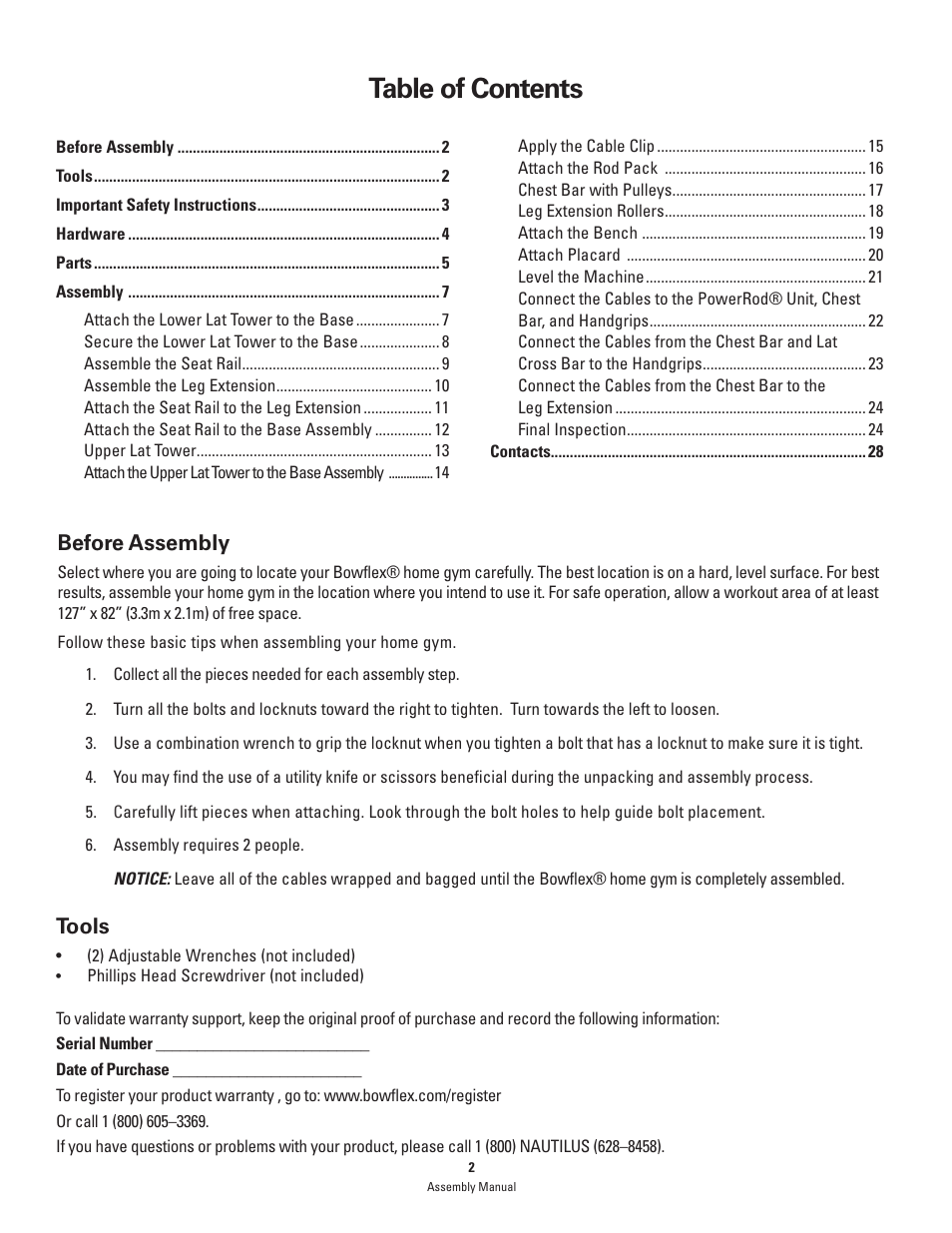 Bowflex PR1000 User Manual | Page 2 / 28