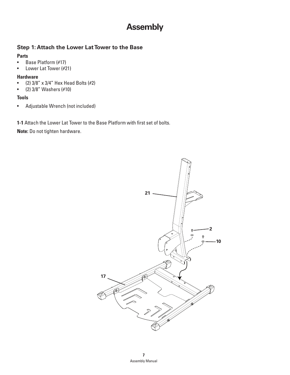 Assembly | Bowflex PR1000 User Manual | Page 7 / 28
