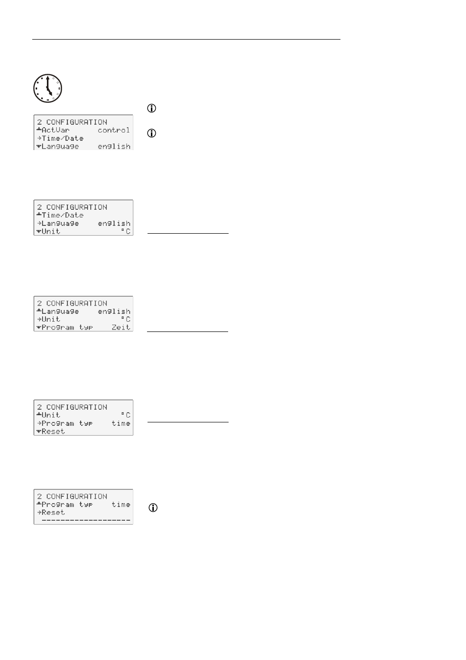 Setting of clock and date, Language, Unit | Program type, Reset | JULABO FW95-SL Ultra-Low Refrigerated Circulators User Manual | Page 52 / 93