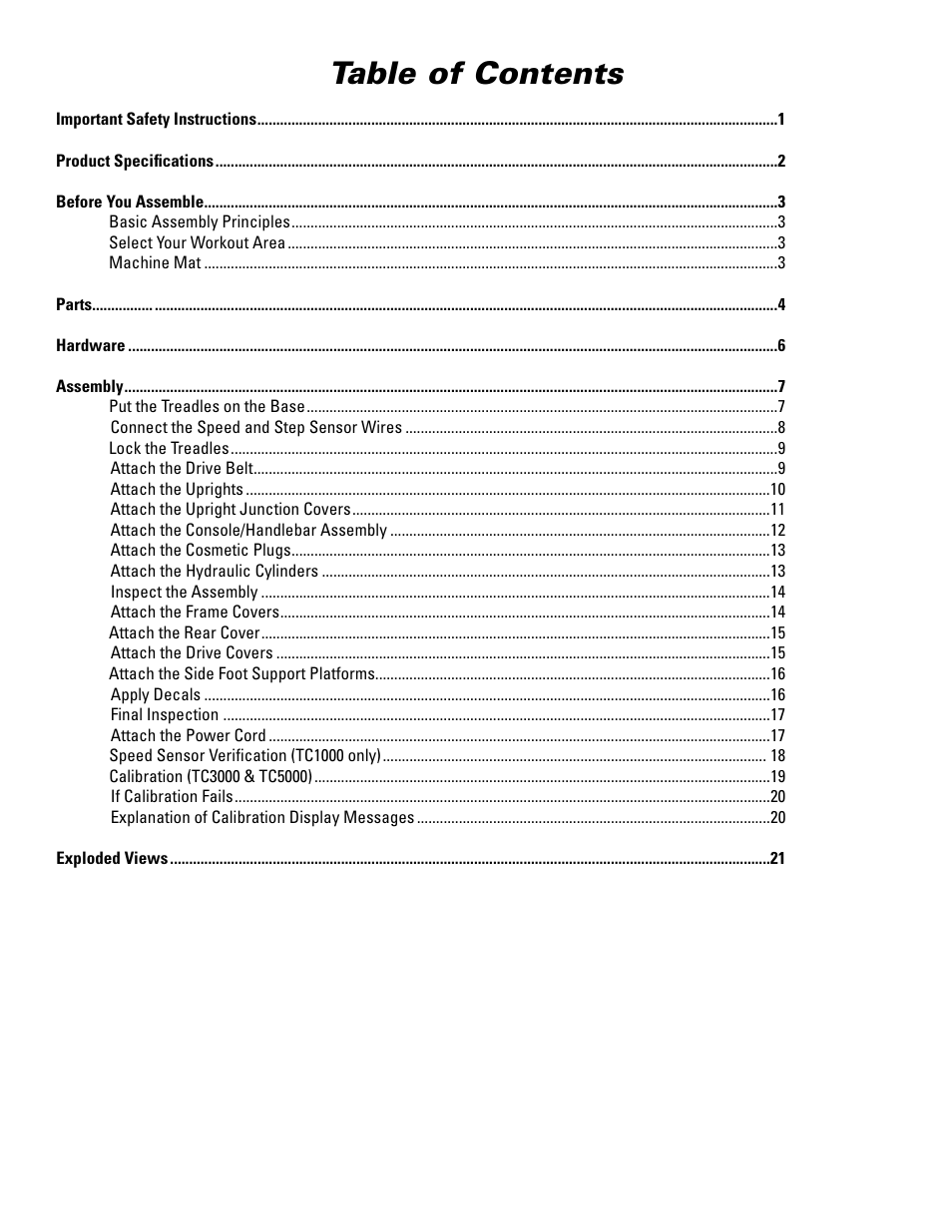 Bowflex TreadClimber 3000 User Manual | Page 3 / 28