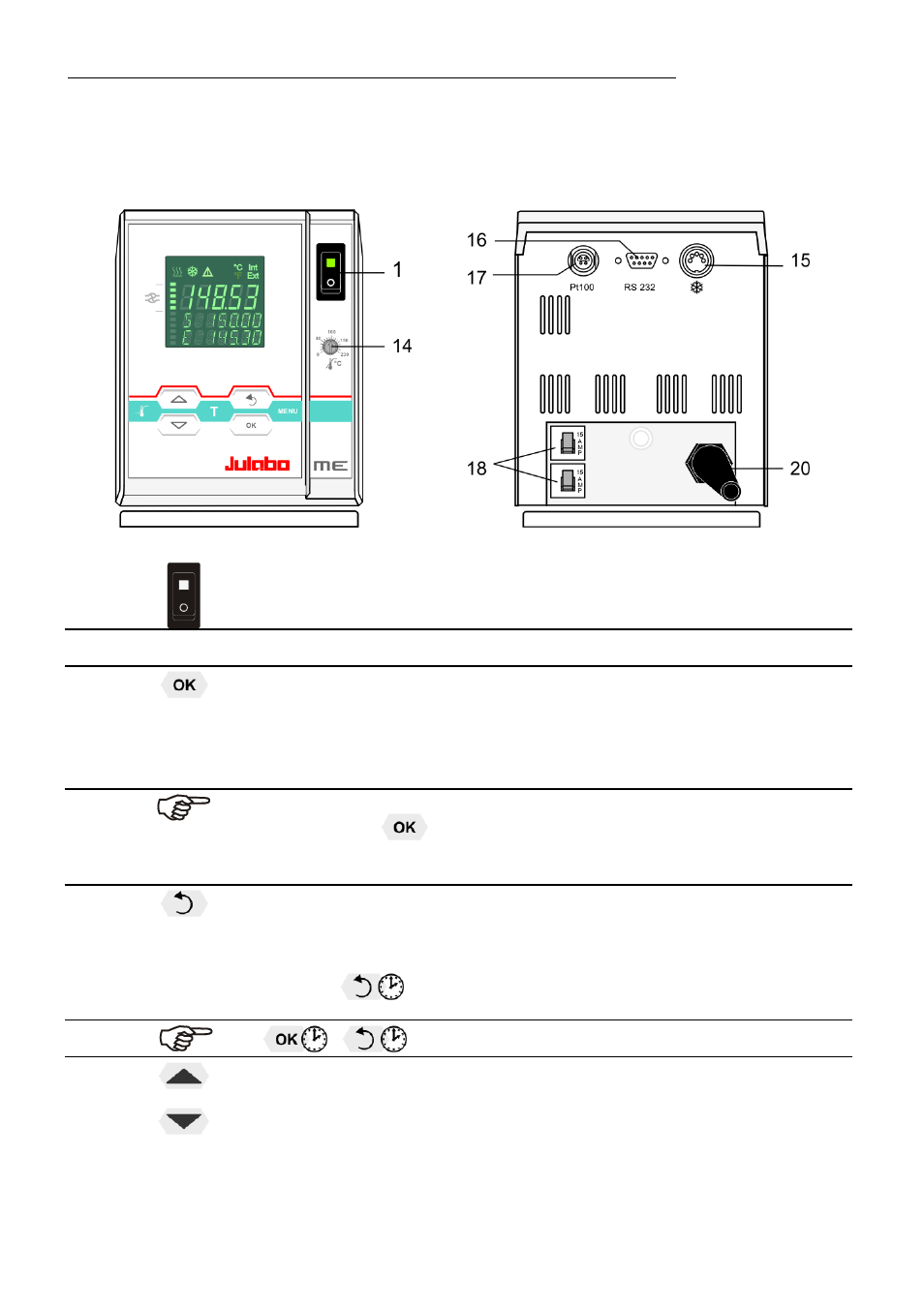 Operating controls and functional elements | JULABO ME-26 Heating Circulators User Manual | Page 14 / 62