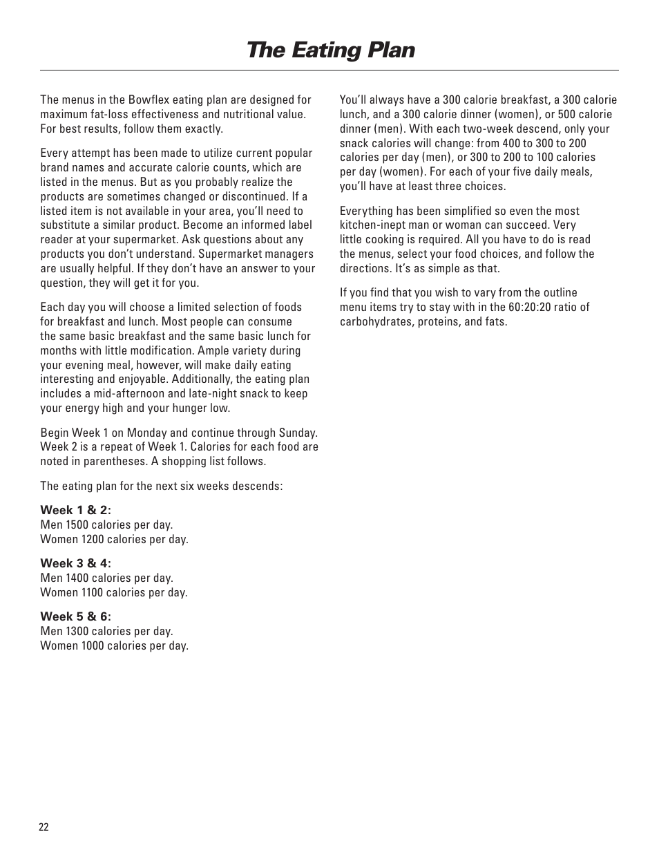 The eating plan | Bowflex Elite™ Plus home gym User Manual | Page 46 / 94