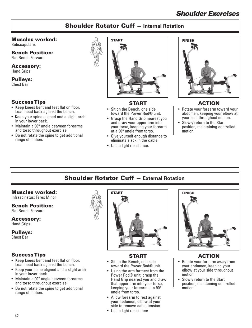 Shoulder exercises, Shoulder rotator cuff | Bowflex Elite™ Plus home gym User Manual | Page 66 / 94