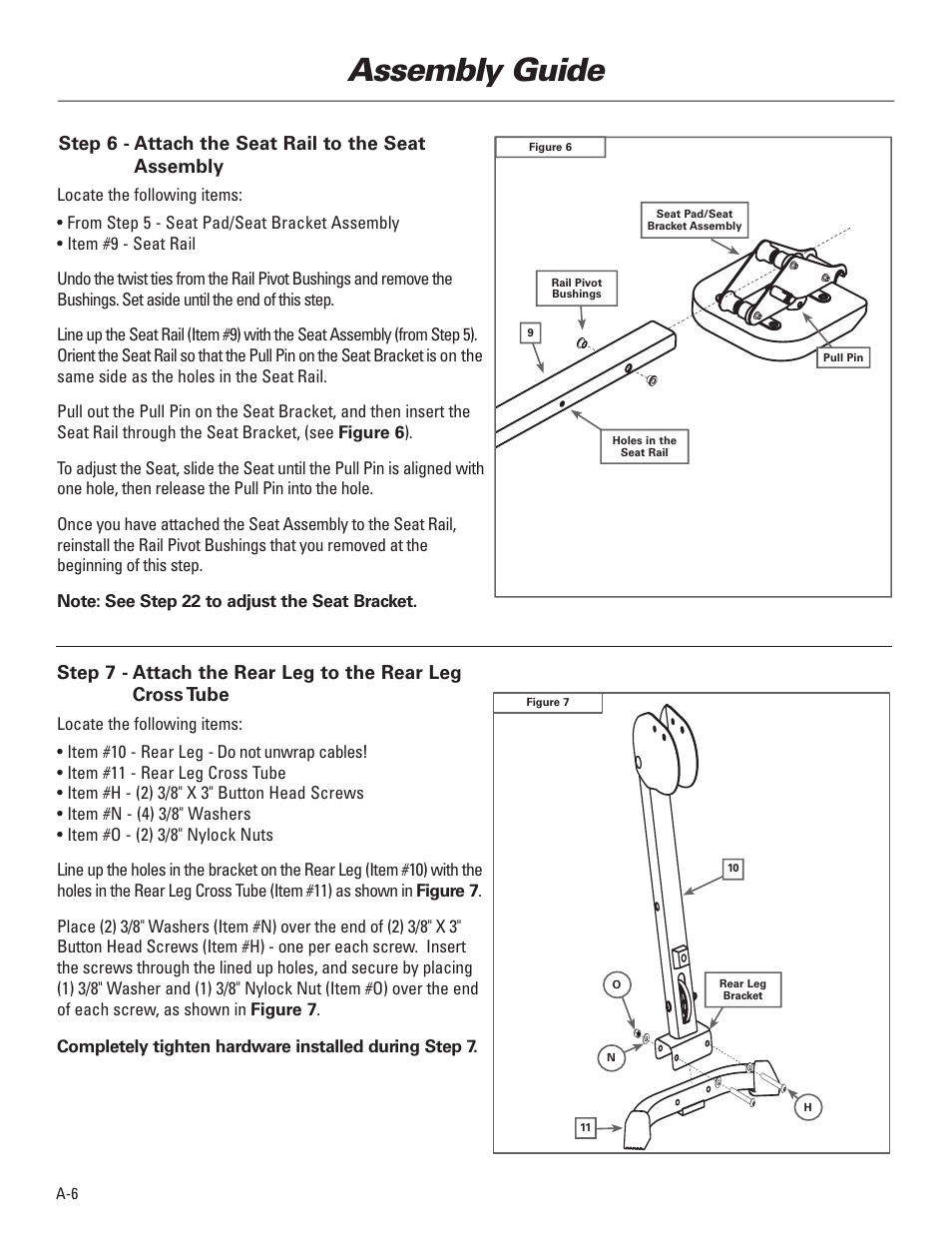 Assembly guide, Step 6 - attach the seat rail to the seat assembly | Bowflex Elite™ Plus home gym User Manual | Page 8 / 94