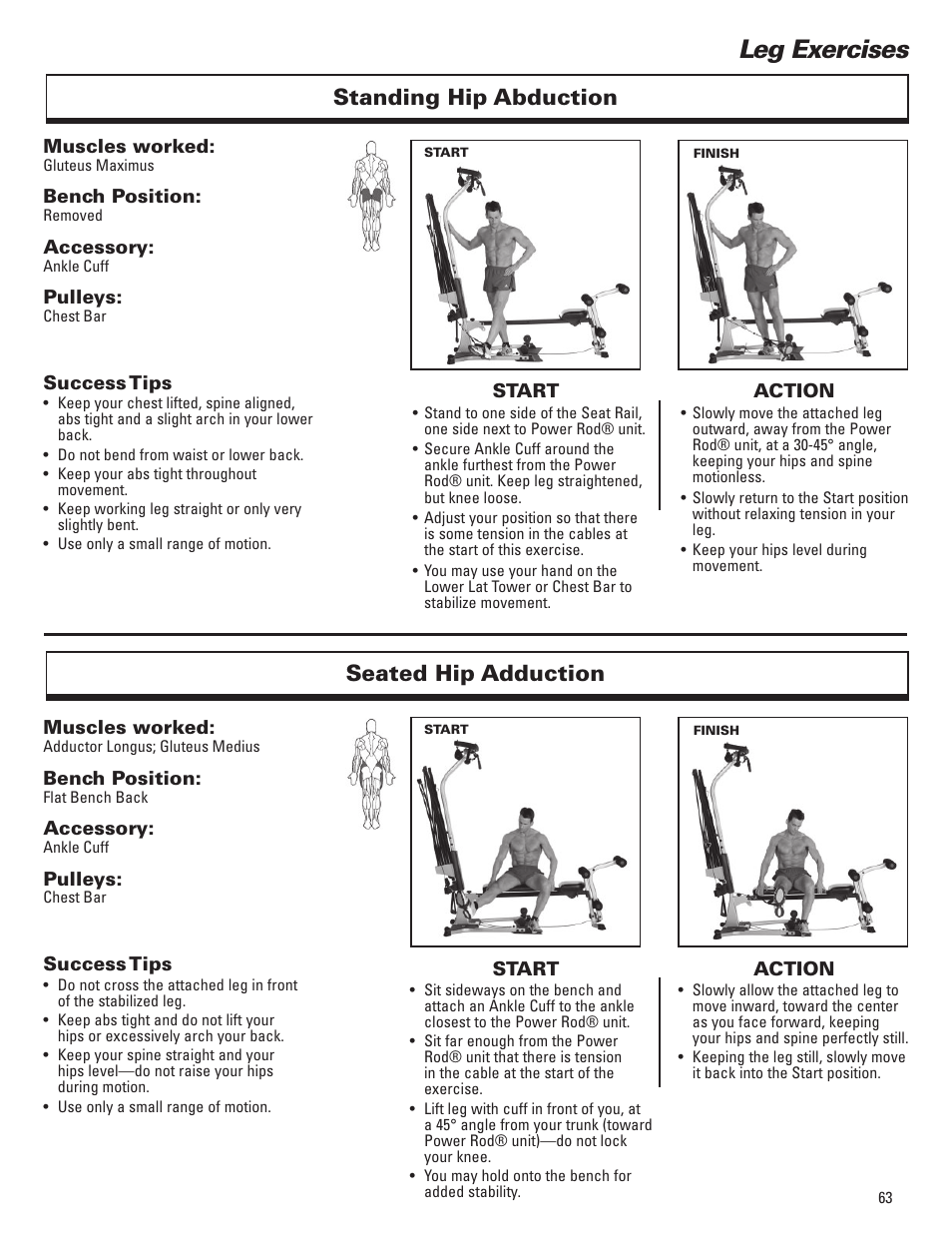 Leg exercises, Standing hip abduction seated hip adduction | Bowflex Elite™ Plus home gym User Manual | Page 87 / 94