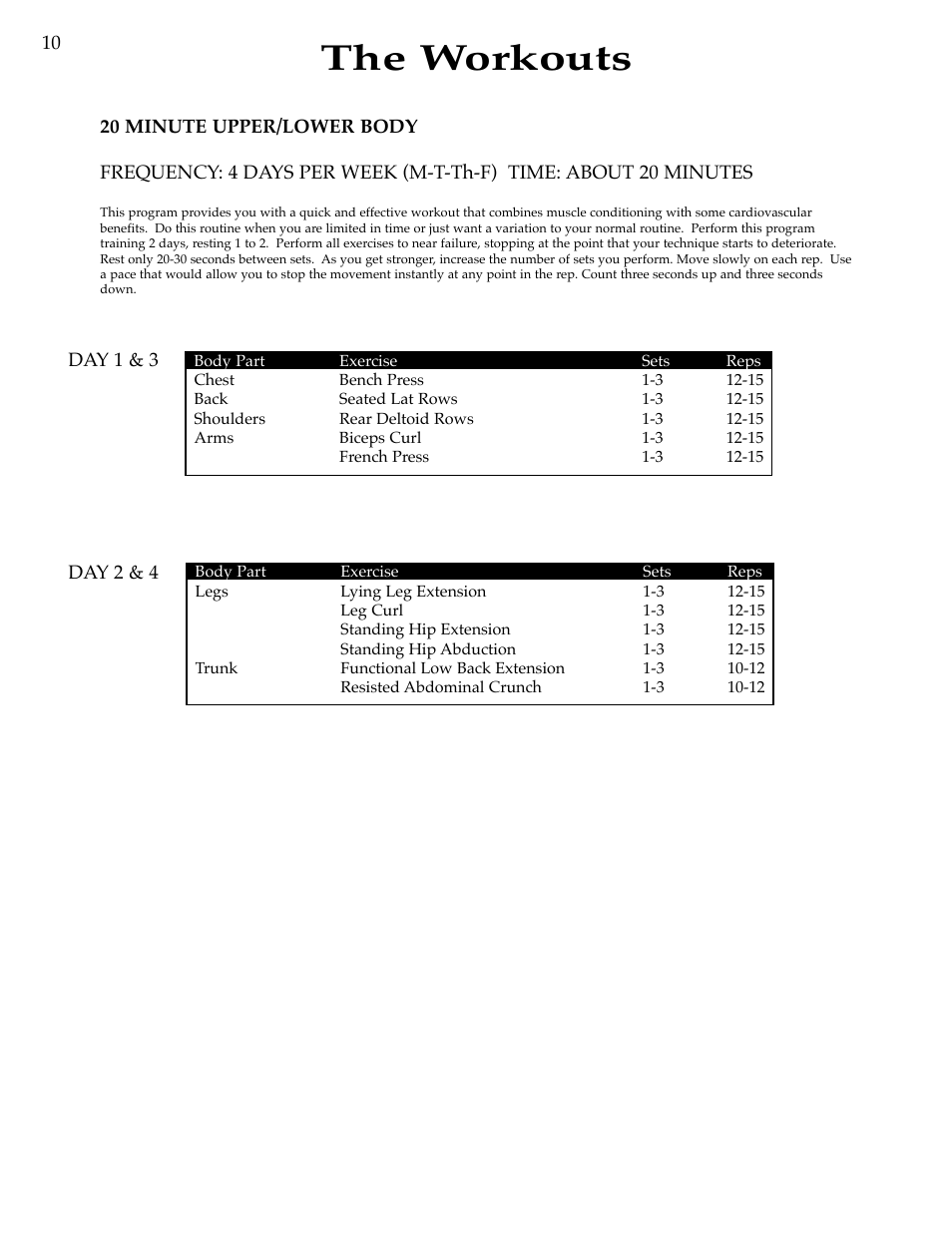 The workouts | Bowflex Motivator Strength Training System User Manual | Page 12 / 48