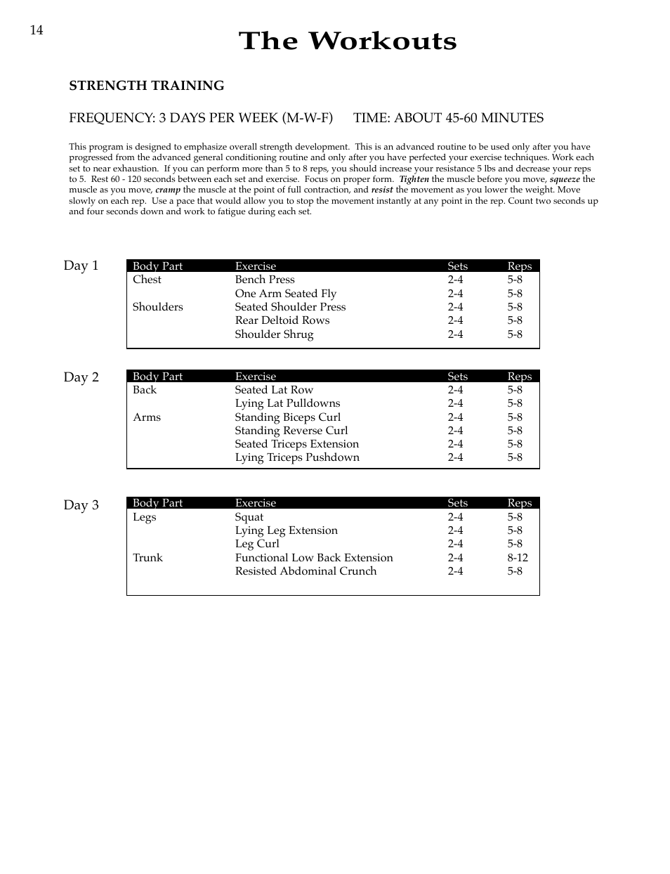 The workouts | Bowflex Motivator Strength Training System User Manual | Page 16 / 48