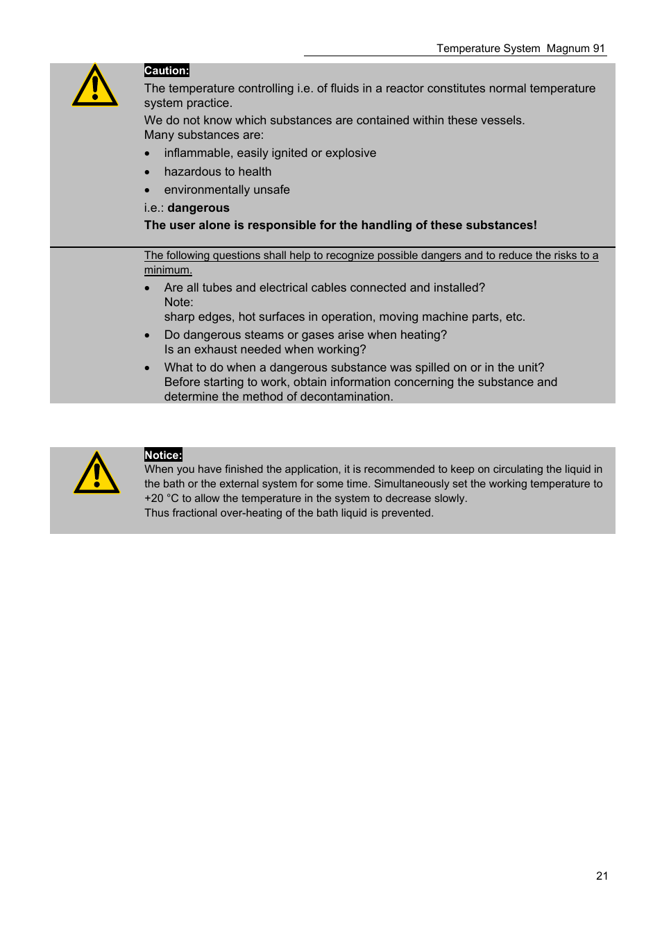 JULABO Magnum 91 Temperature System User Manual | Page 21 / 77