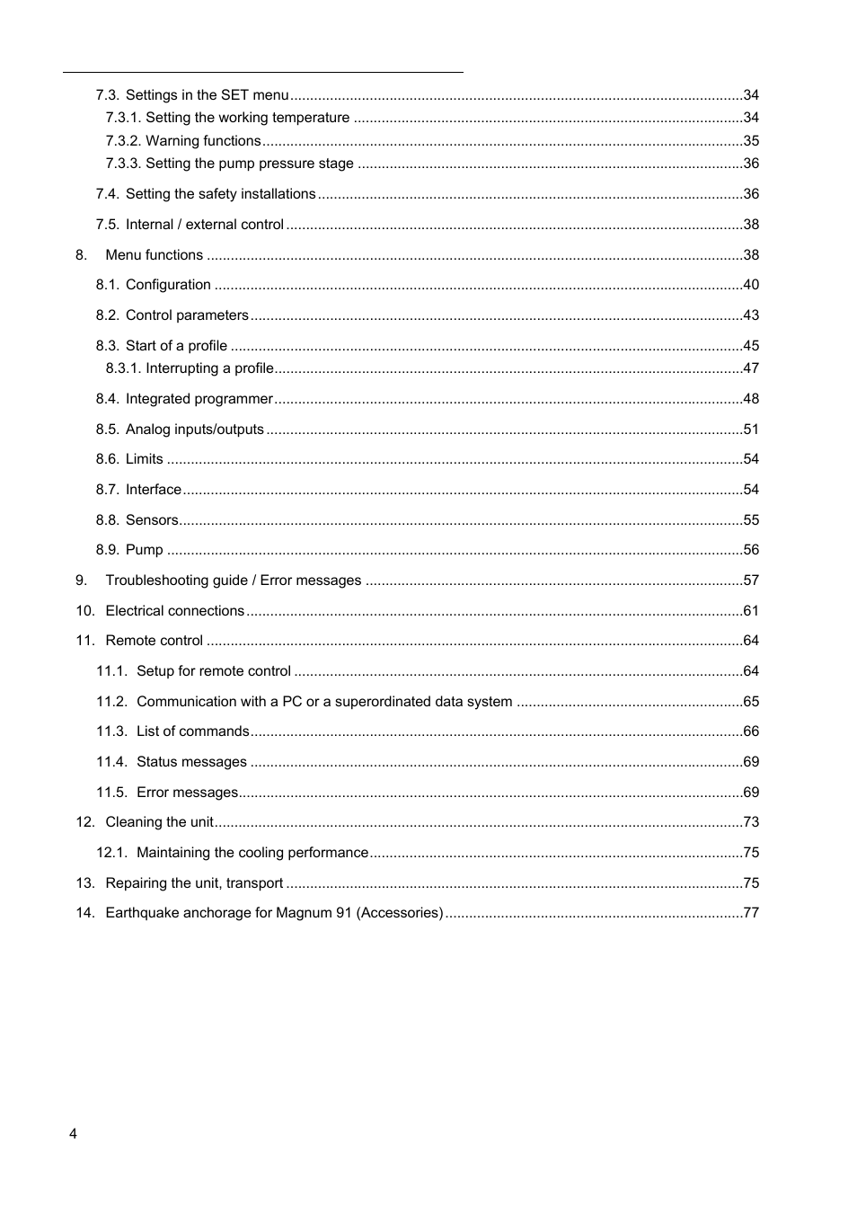 JULABO Magnum 91 Temperature System User Manual | Page 4 / 77