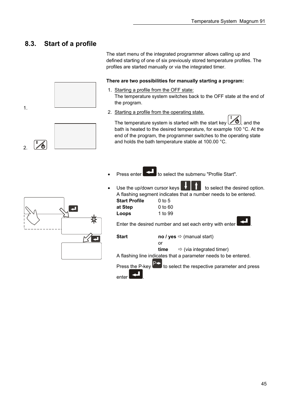 Start of a profile, S xx.xx p x.xx | JULABO Magnum 91 Temperature System User Manual | Page 45 / 77