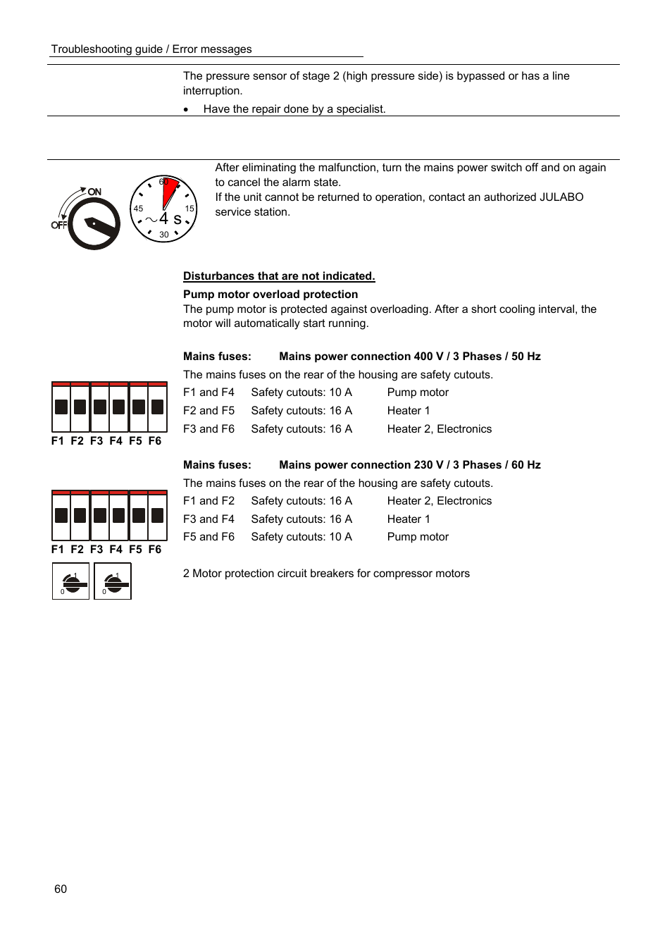 Alarm code 50 | JULABO Magnum 91 Temperature System User Manual | Page 60 / 77