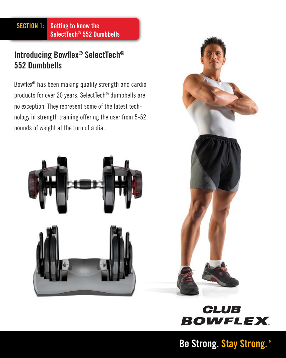 Be strong. stay strong, Introducing bowflex, Selecttech | 552 dumbbells | Bowflex SELECTTECH 552 User Manual | Page 2 / 7