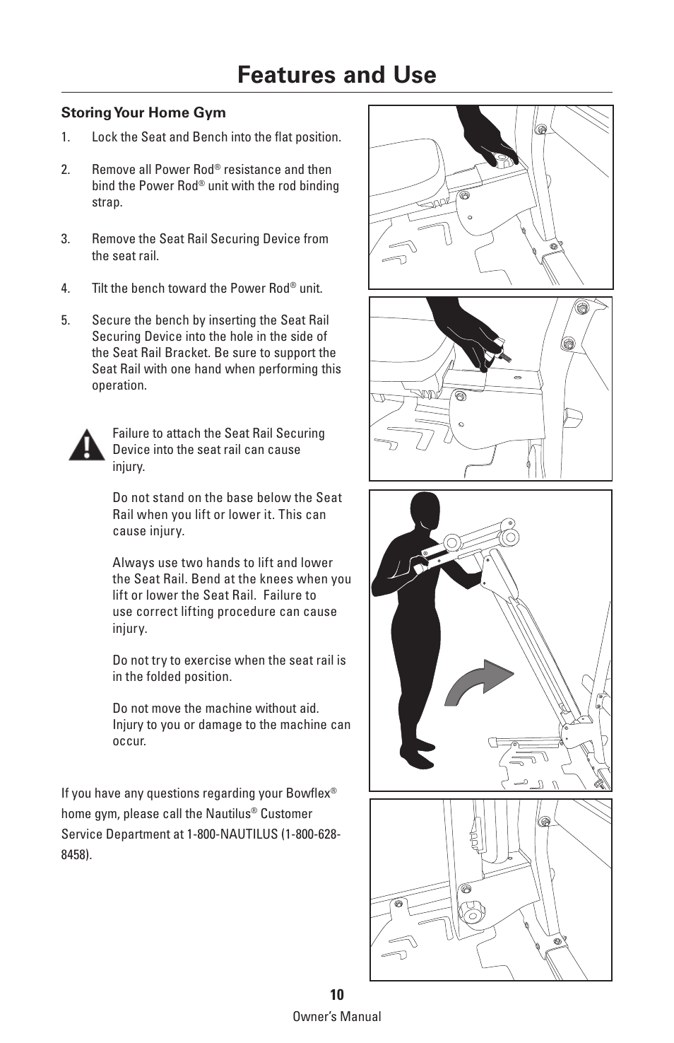 Features and use | Bowflex Classic Home Gym User Manual | Page 10 / 36