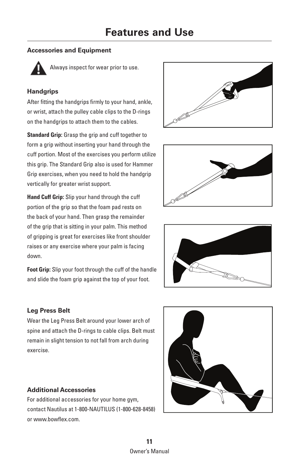 Features and use | Bowflex Classic Home Gym User Manual | Page 11 / 36