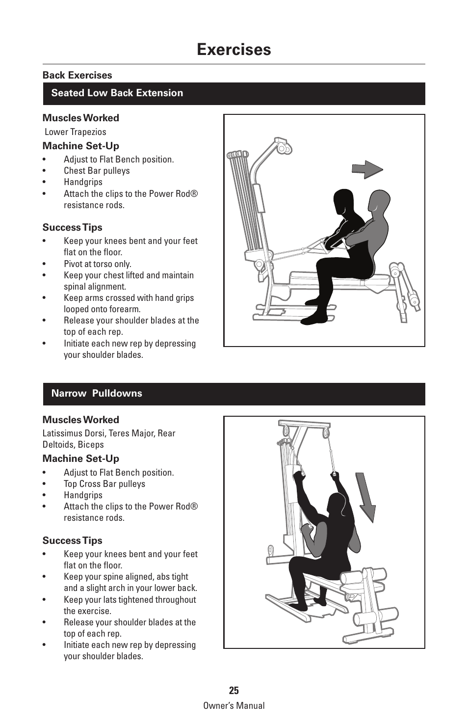 Exercises | Bowflex Classic Home Gym User Manual | Page 25 / 36