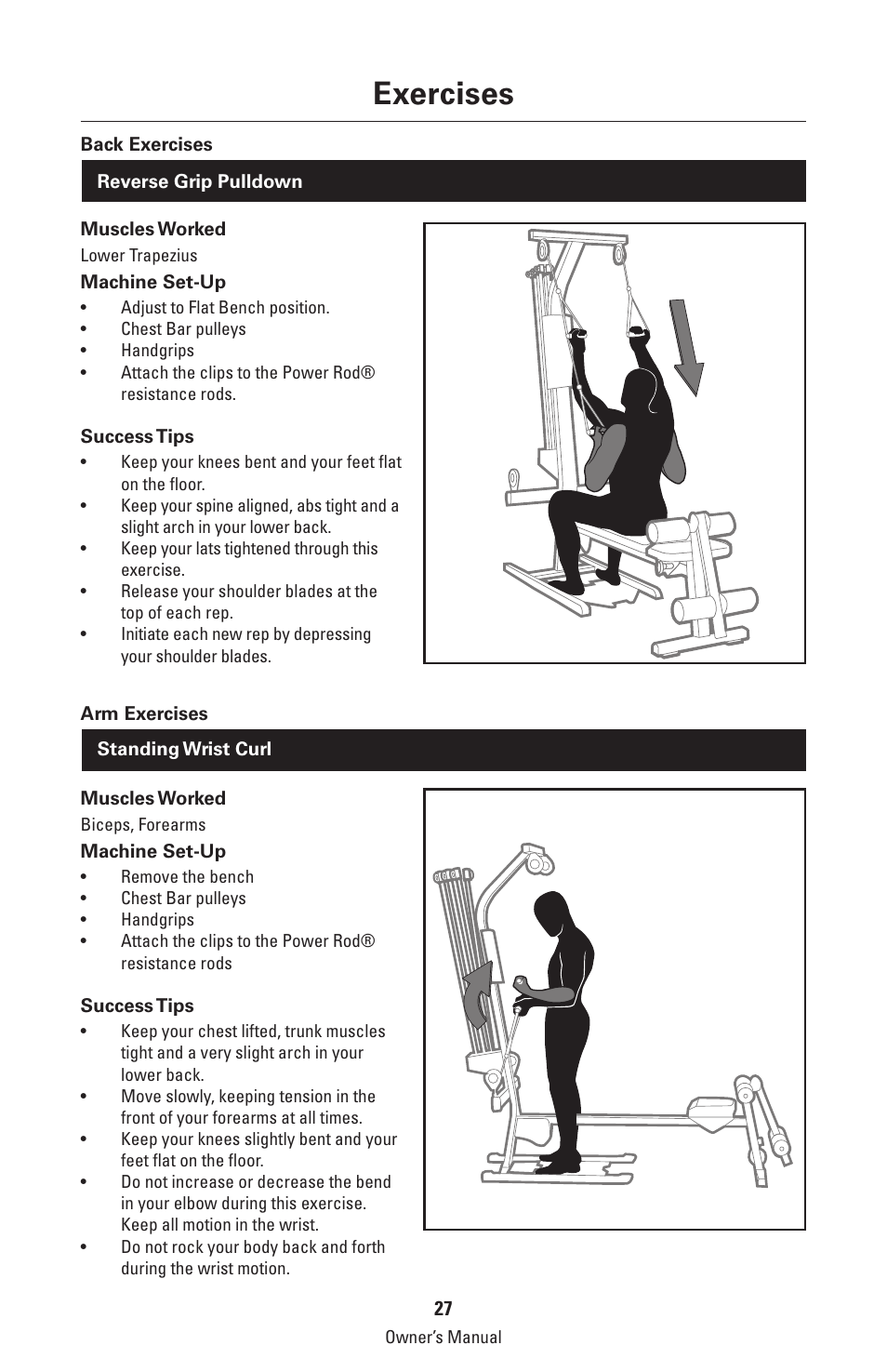 Exercises | Bowflex Classic Home Gym User Manual | Page 27 / 36