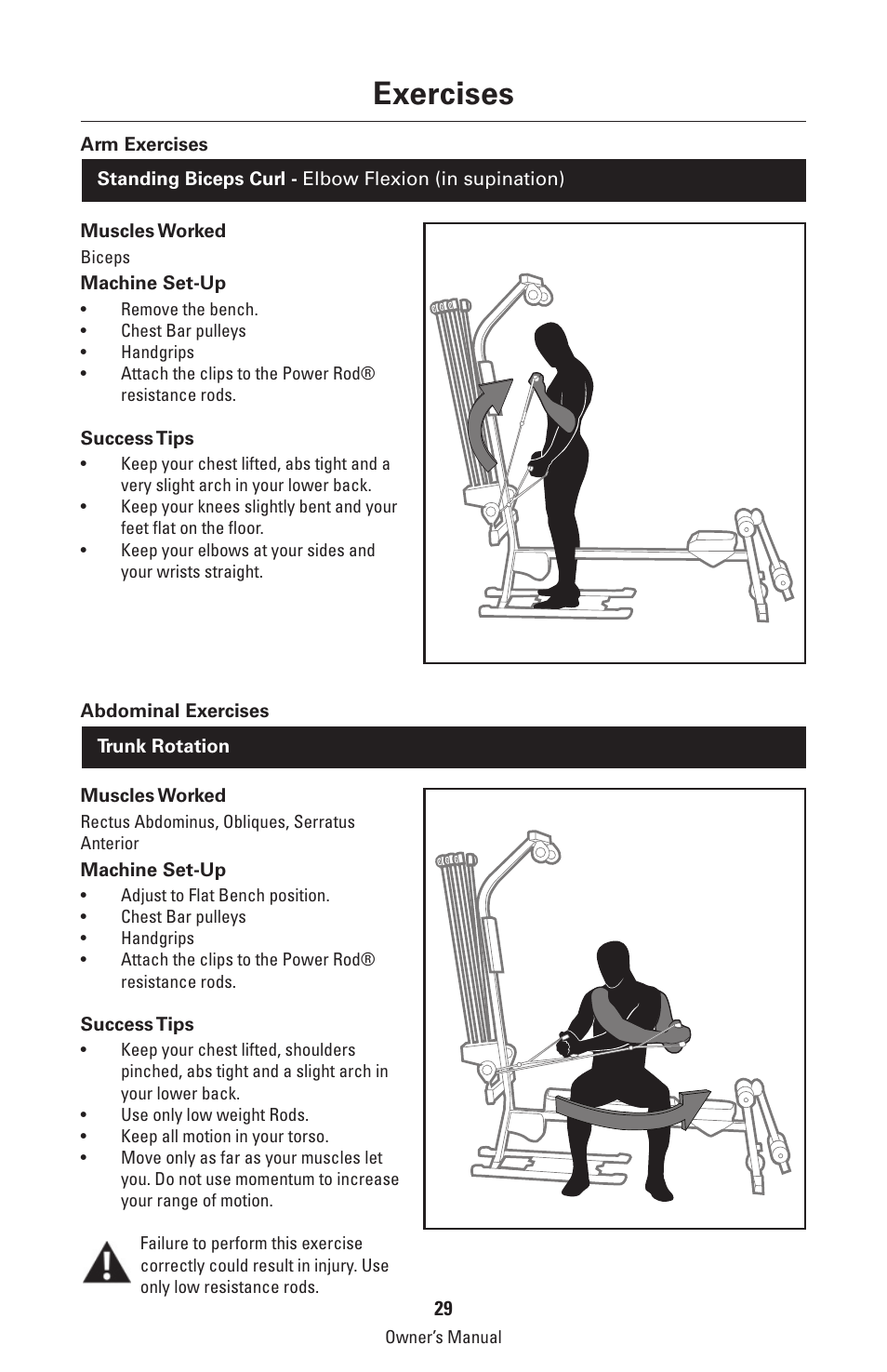 Exercises | Bowflex Classic Home Gym User Manual | Page 29 / 36