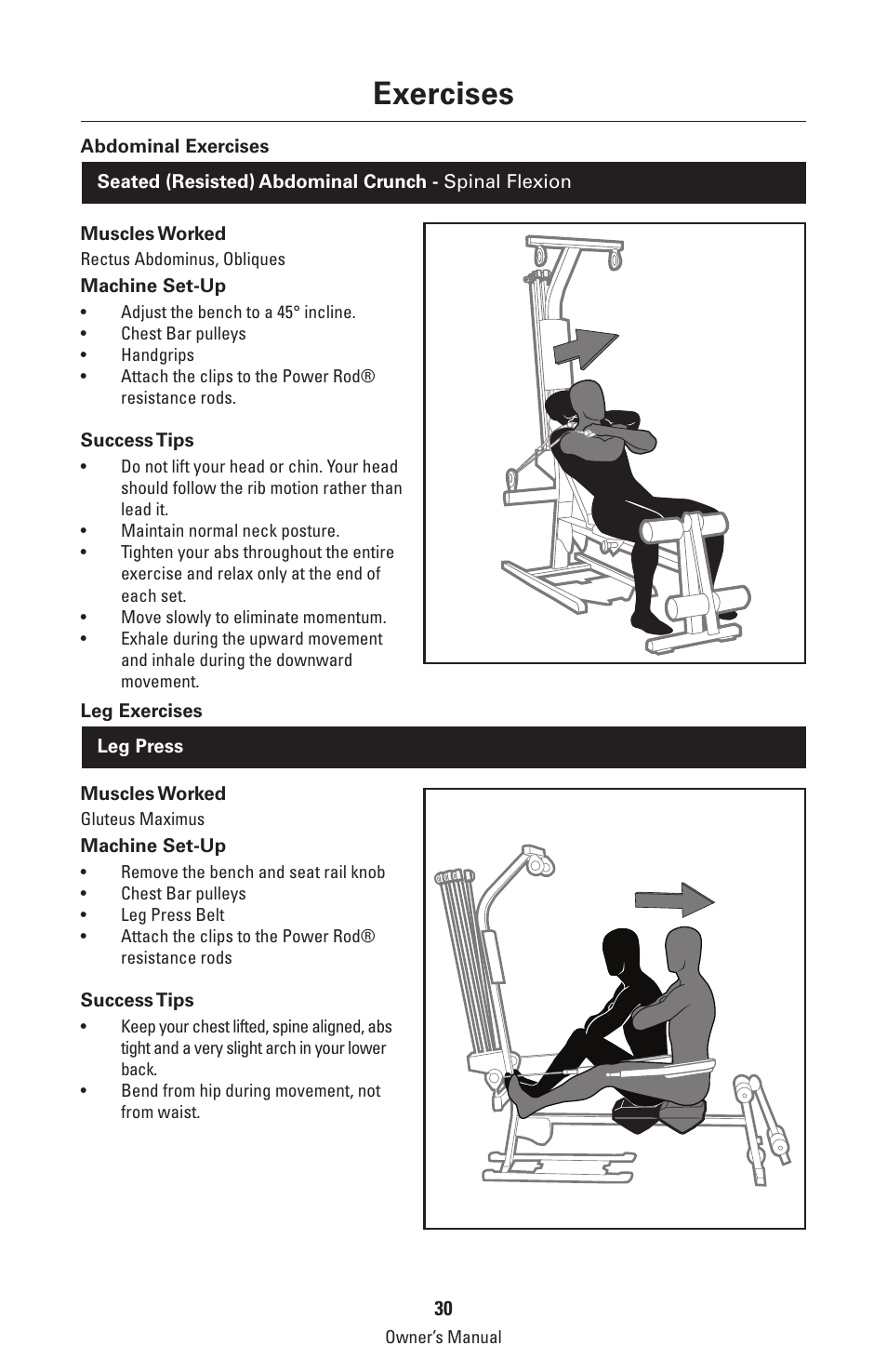 Exercises | Bowflex Classic Home Gym User Manual | Page 30 / 36