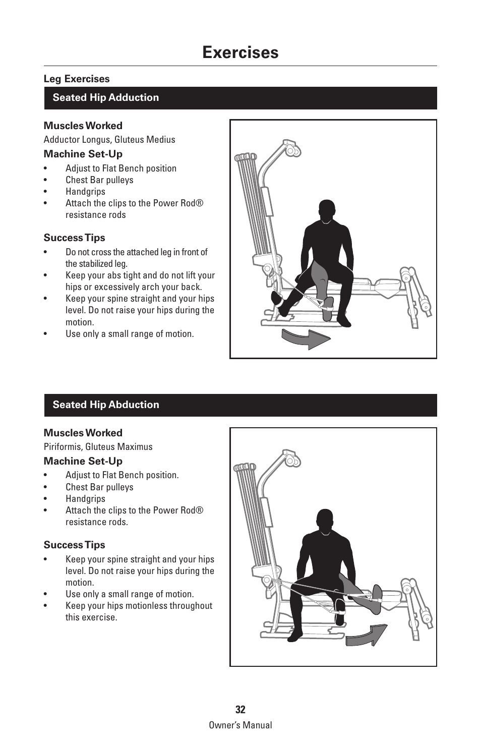 Exercises | Bowflex Classic Home Gym User Manual | Page 32 / 36