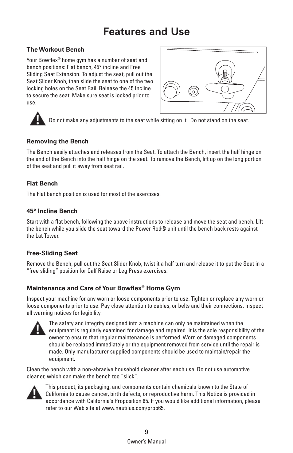 Features and use | Bowflex Classic Home Gym User Manual | Page 9 / 36