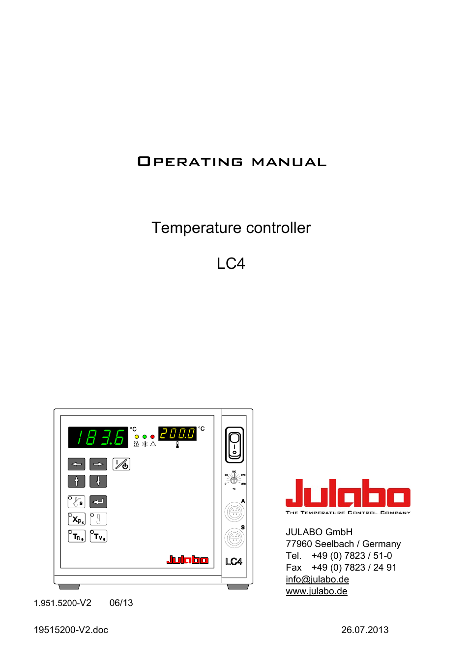 JULABO LC 4 Temperature controller User Manual | 35 pages