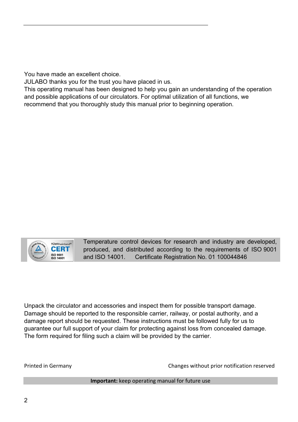 JULABO LC 4 Temperature controller User Manual | Page 2 / 35