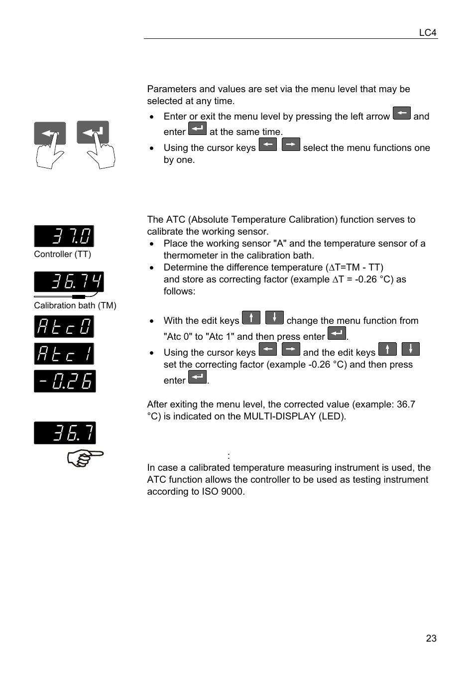 Menu functions | JULABO LC 4 Temperature controller User Manual | Page 23 / 35