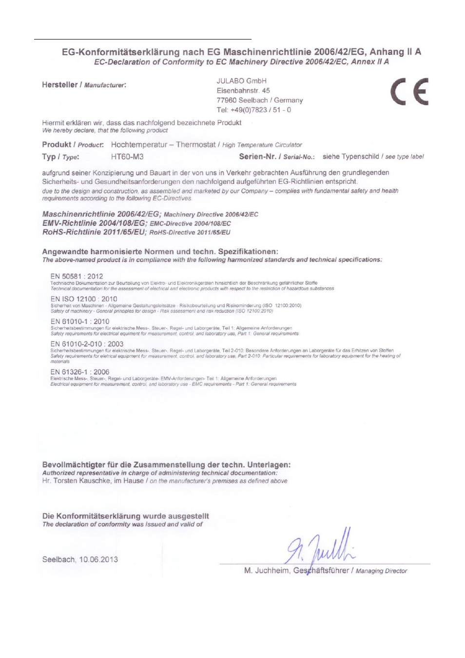 JULABO HT60-M3 High Temperature Circulator User Manual | Page 10 / 70