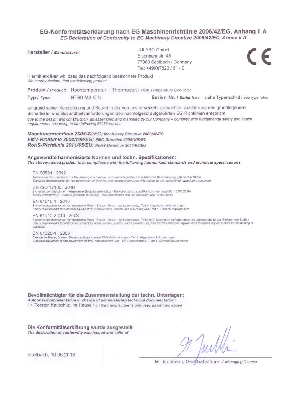 JULABO HT60-M3 High Temperature Circulator User Manual | Page 11 / 70