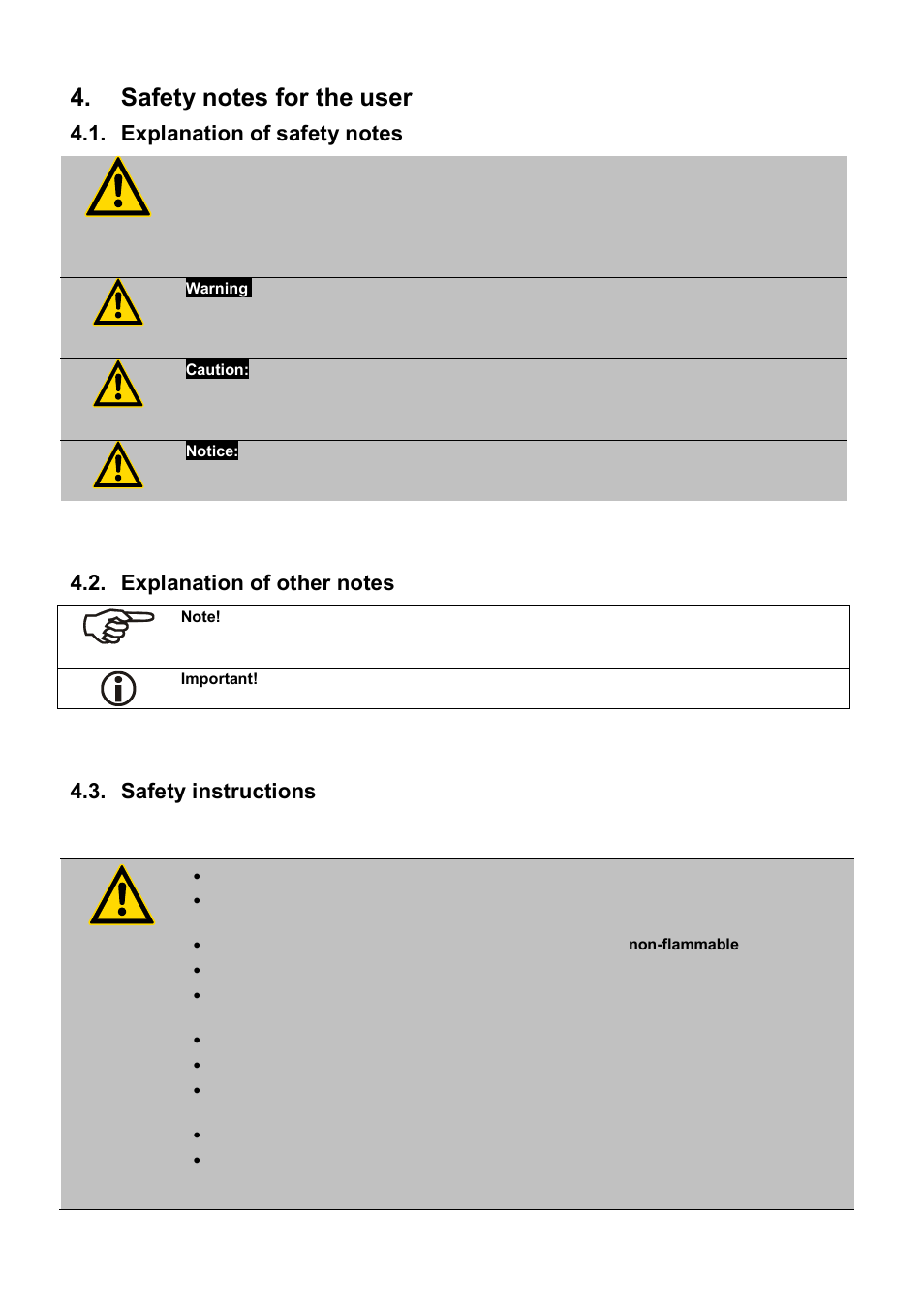 Safety notes for the user, Explanation of safety notes, Explanation of other notes | Safety instructions | JULABO HT60-M3 High Temperature Circulator User Manual | Page 22 / 70