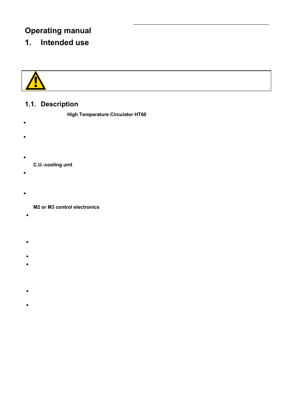 Operating manual, Intended use, Description | Operating manual 1. intended use | JULABO HT60-M3 High Temperature Circulator User Manual | Page 5 / 70
