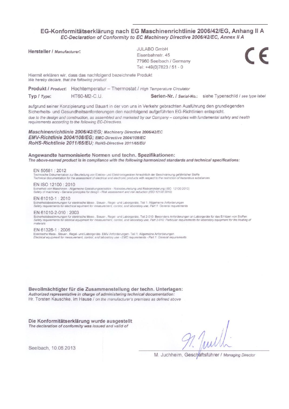 JULABO HT60-M3 High Temperature Circulator User Manual | Page 9 / 70