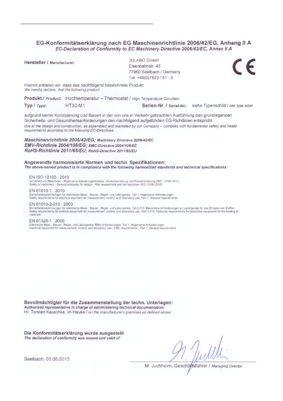 Ec conformity | JULABO HT30-M1 High Temperature Circulator User Manual | Page 8 / 67