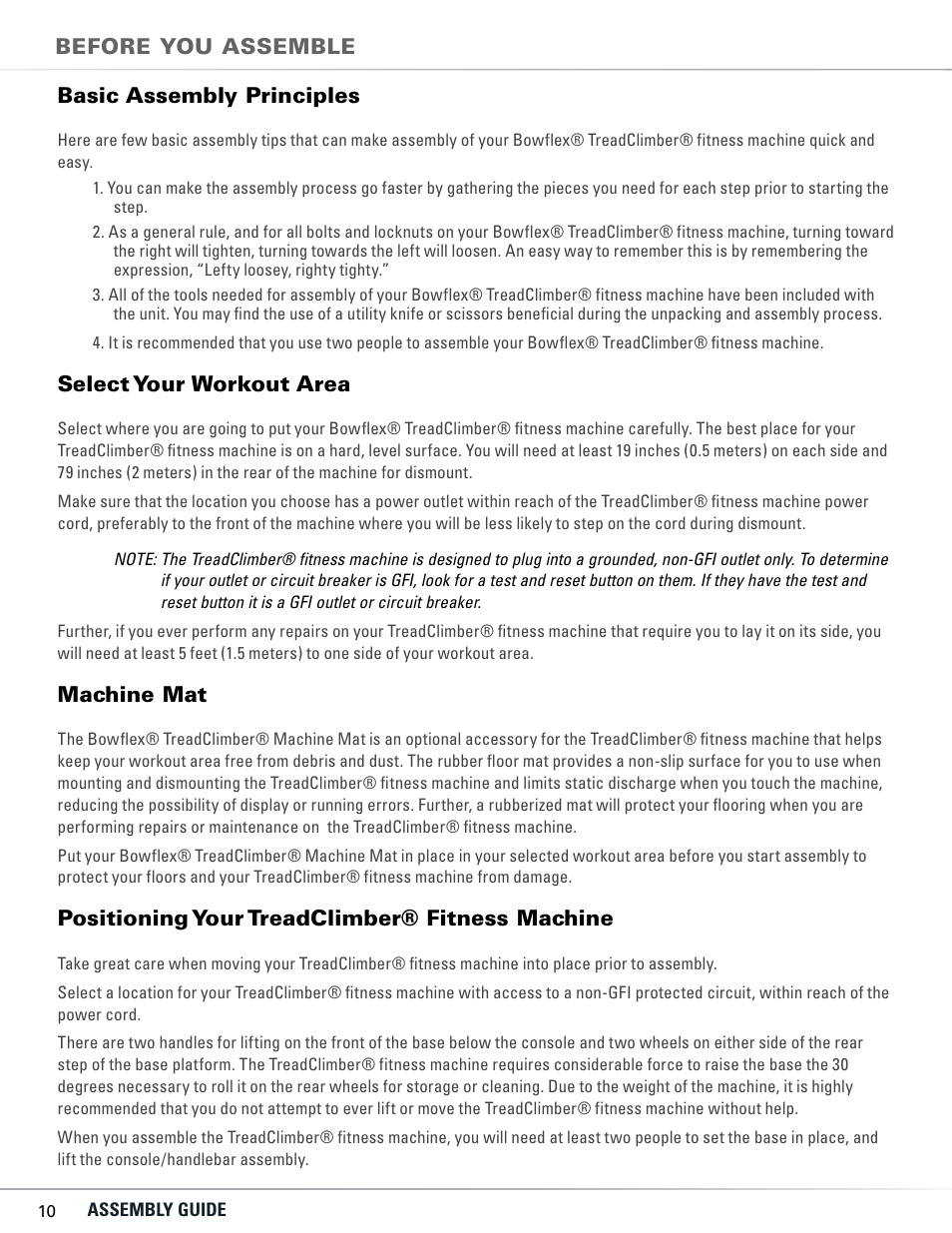 Bowflex TC5300 User Manual | Page 14 / 76