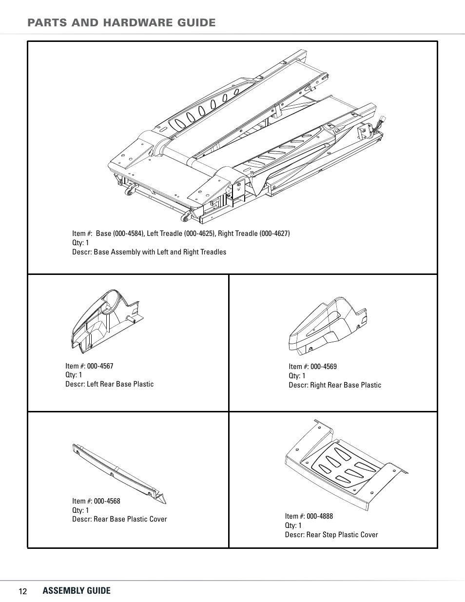 Parts and hardware guide | Bowflex TC5300 User Manual | Page 16 / 76