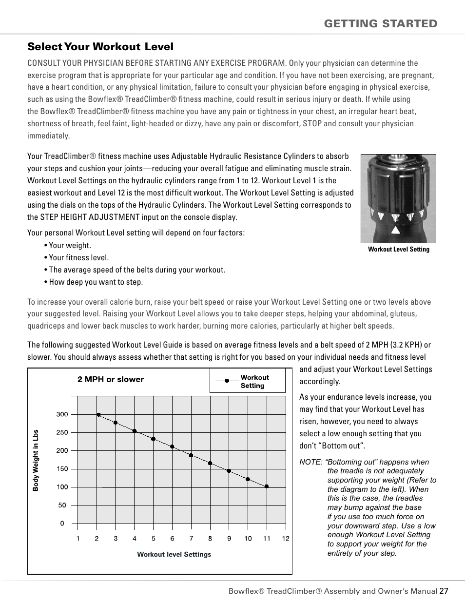 Getting started select your workout level | Bowflex TC5300 User Manual | Page 31 / 76
