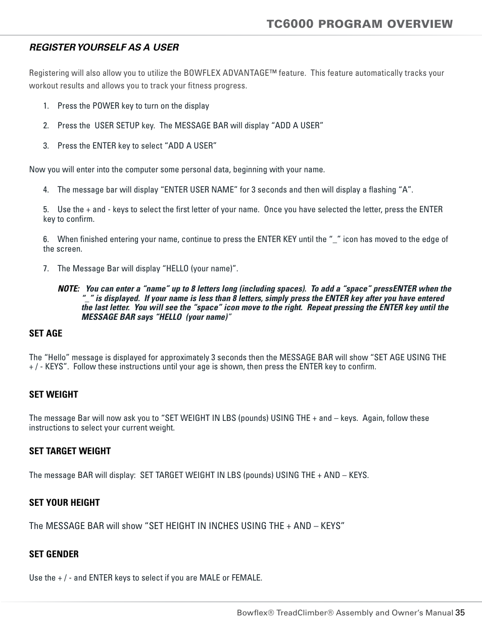 Bowflex TC5300 User Manual | Page 39 / 76