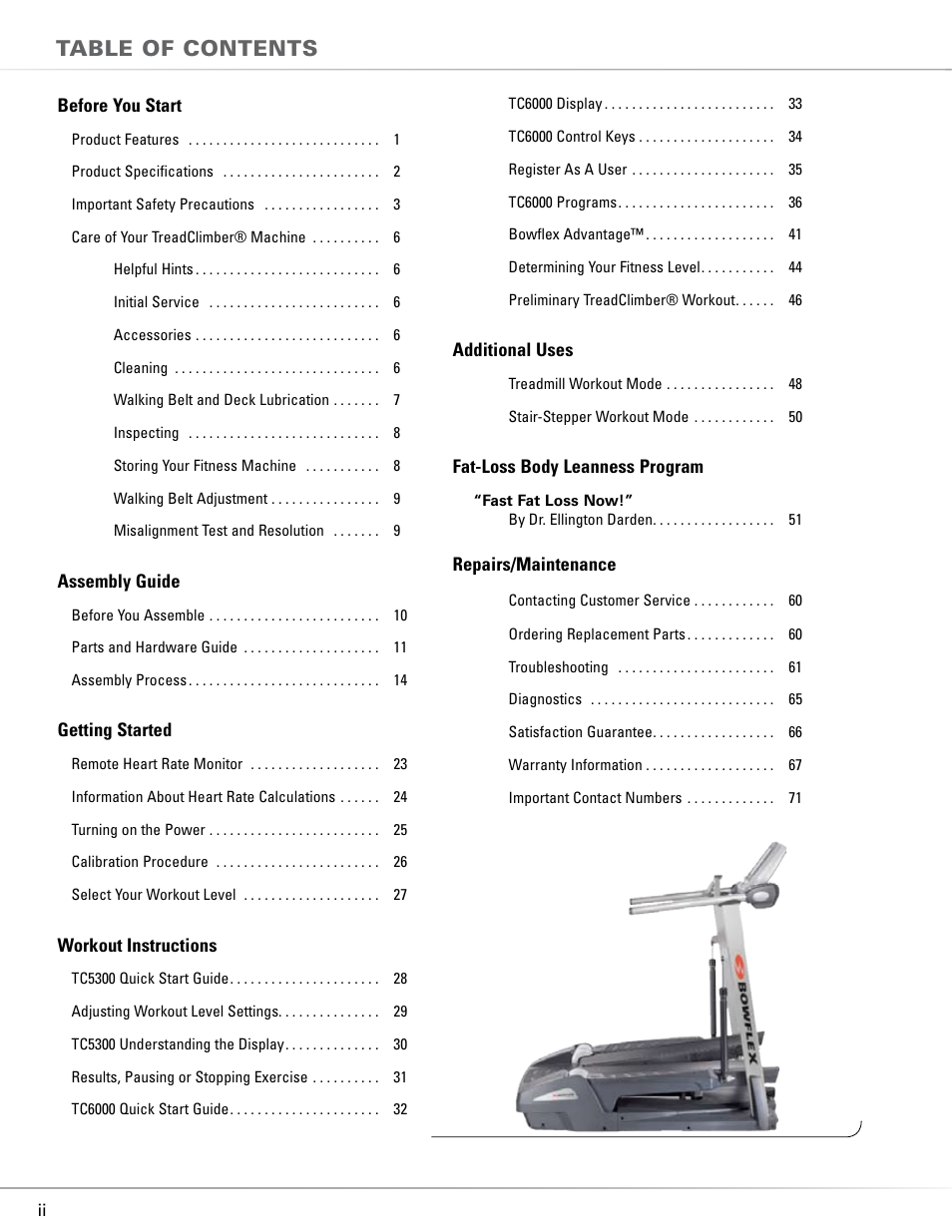Bowflex TC5300 User Manual | Page 4 / 76